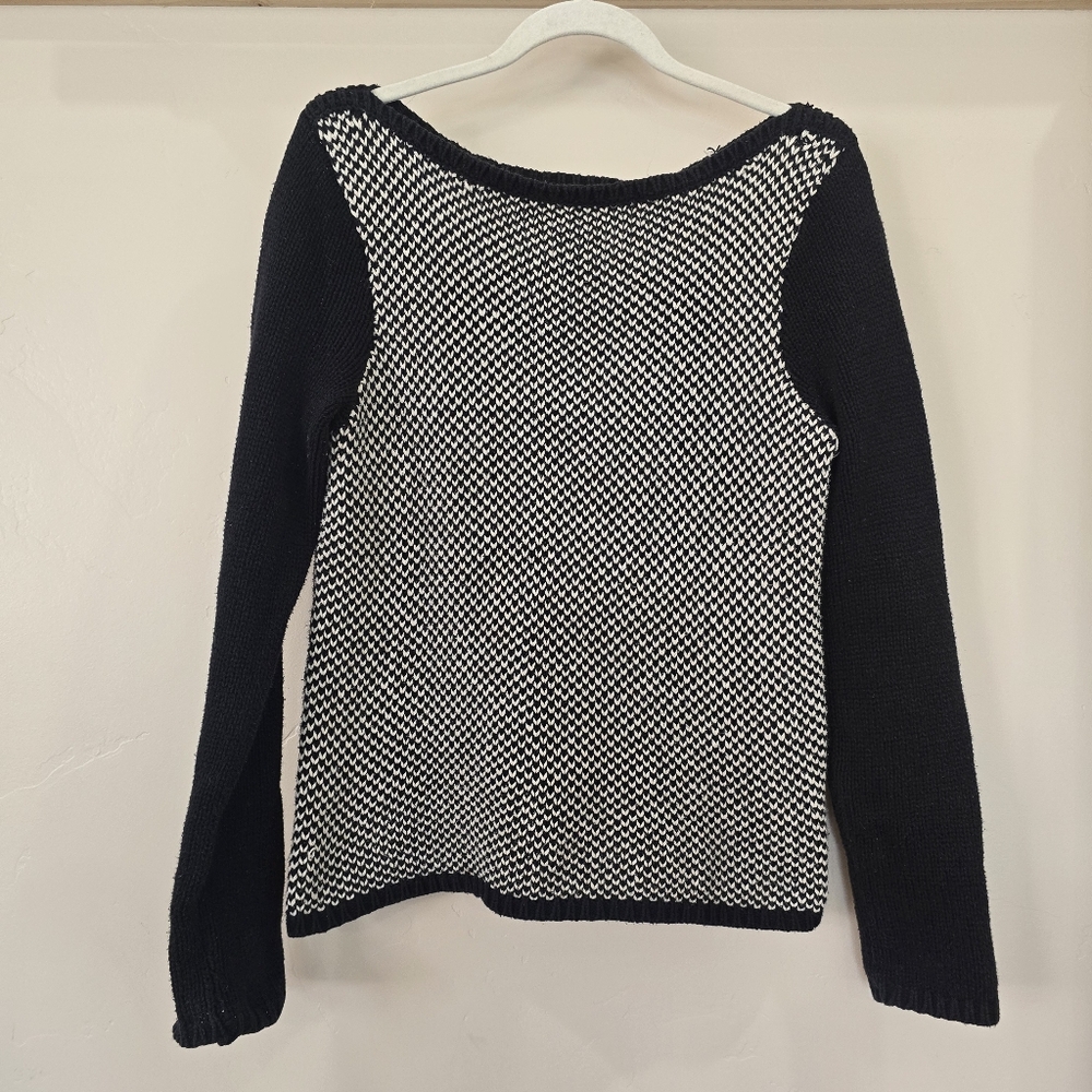 Lauren Ralph Lauren Women's Boat Neck Pullover Knitted Sweater Black/white